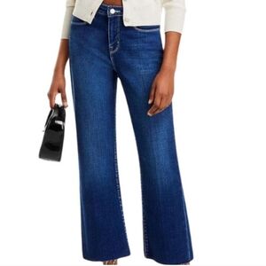 L'agence Wanda High Rise Wide Leg Raw Hem Jeans In Sutton Wash